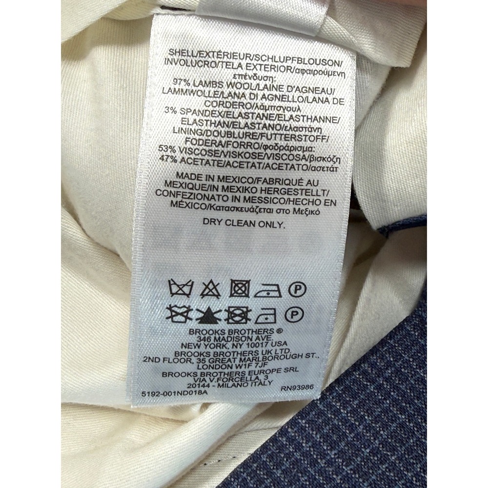 Brooks Brothers Mens 40x32 Regent Fit Blue Micro Check Lambswool Dress Pants - Picture 4 of 7